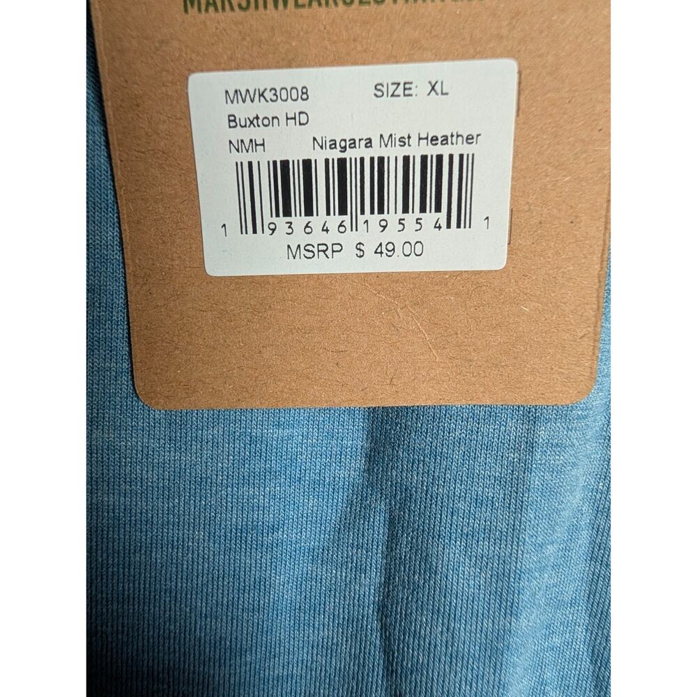 NWT Marsh Wear Hooded Pocket T-Shirt Mens XL Buxton HD Niagara Mist Heather - Picture 6 of 6